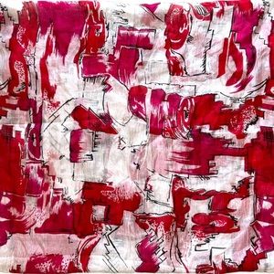 Vintage Silk Abstract Rectangular Scarf Red Pink